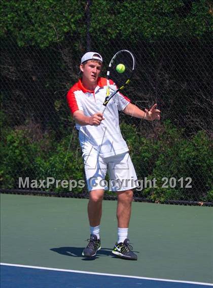 Thumbnail 1 in NYSPHSAA Boys Tennis Championships (Round 2) photogallery.