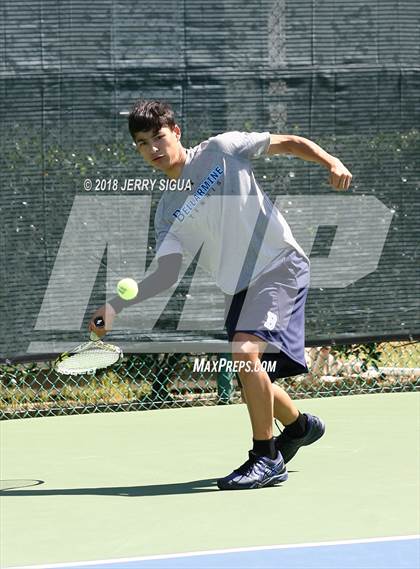 Thumbnail 2 in Jesuit vs Bellarmine (CIF NorCal Regional Tennis Tennis Championships) photogallery.