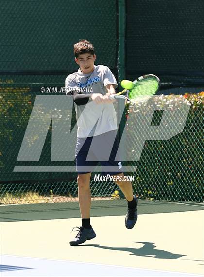 Thumbnail 2 in Jesuit vs Bellarmine (CIF NorCal Regional Tennis Tennis Championships) photogallery.