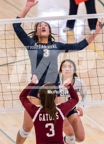 Thumbnail 1 in CCS Div4 Girls Volleyball Championship (Sacred Heart Prep vs. Notre Dame) photogallery.