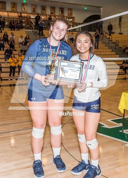 Thumbnail 1 in CCS Div4 Girls Volleyball Championship (Sacred Heart Prep vs. Notre Dame) photogallery.