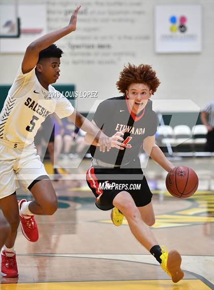 Thumbnail 1 in Salesian College Preparatory vs. Etiwanda (The Classic at Damien) photogallery.