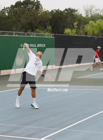 Thumbnail 2 in UIL 5A Tennis Boys and Mixed Doubles Semifinals photogallery.