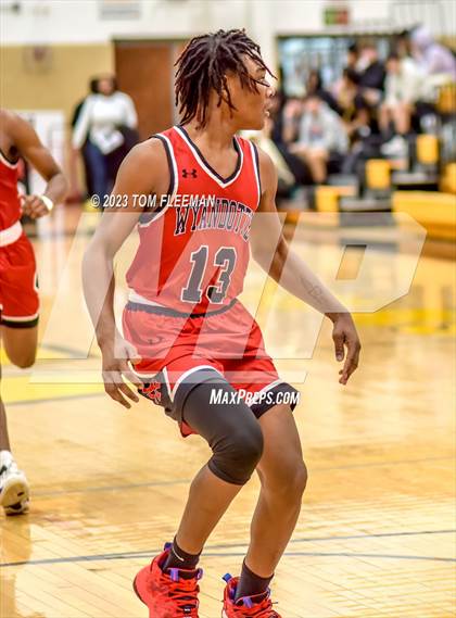 Thumbnail 3 in Olathe West vs Wyandotte (West Varsity Boy's Tournament) photogallery.