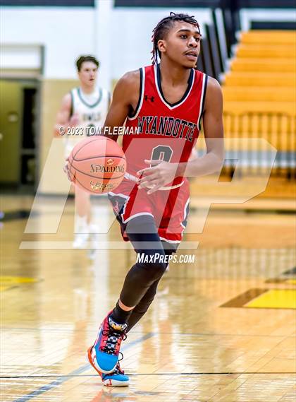 Thumbnail 3 in Olathe West vs Wyandotte (West Varsity Boy's Tournament) photogallery.