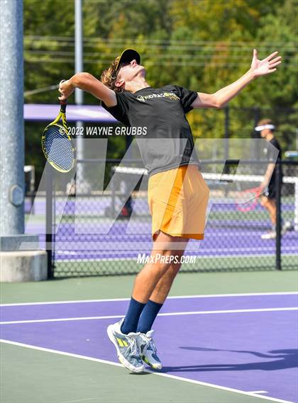 Thumbnail 2 in Texas High vs Nacogdoches (UIL 5A Boys Tennis Bi-District) photogallery.