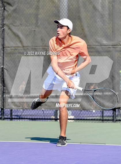 Thumbnail 2 in Texas High vs Nacogdoches (UIL 5A Boys Tennis Bi-District) photogallery.