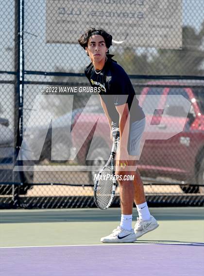 Thumbnail 3 in Texas High vs Nacogdoches (UIL 5A Boys Tennis Bi-District) photogallery.