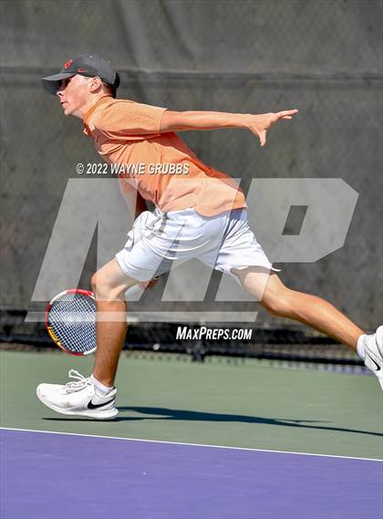 Thumbnail 3 in Texas High vs Nacogdoches (UIL 5A Boys Tennis Bi-District) photogallery.