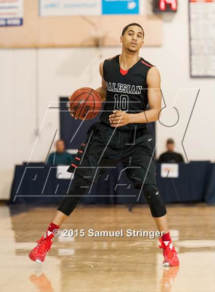 Thumbnail 1 in Salesian College Preparatory vs. Buchanan (Modesto Christian Holiday Hoops Classic) photogallery.