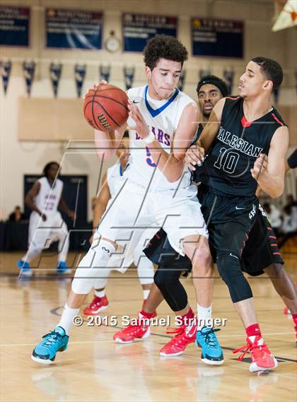 Thumbnail 2 in Salesian College Preparatory vs. Buchanan (Modesto Christian Holiday Hoops Classic) photogallery.