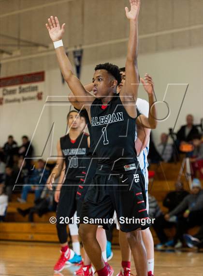 Thumbnail 1 in Salesian College Preparatory vs. Buchanan (Modesto Christian Holiday Hoops Classic) photogallery.