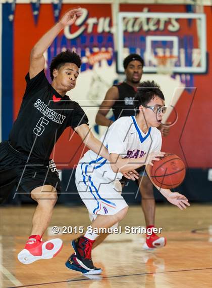 Thumbnail 3 in Salesian College Preparatory vs. Buchanan (Modesto Christian Holiday Hoops Classic) photogallery.