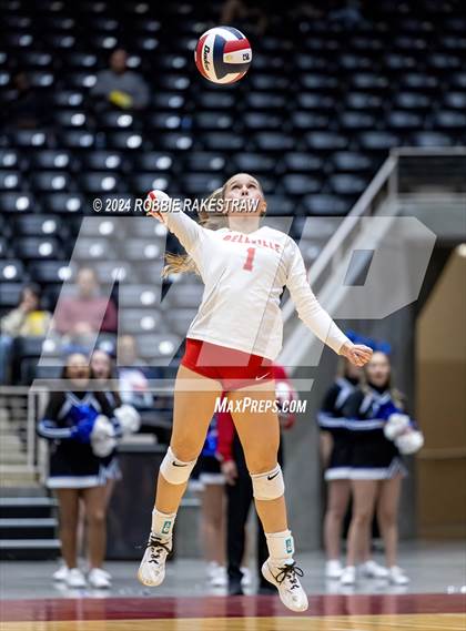 Thumbnail 3 in Bellville vs. Decatur (UIL 4A Volleyball Division I Final) photogallery.