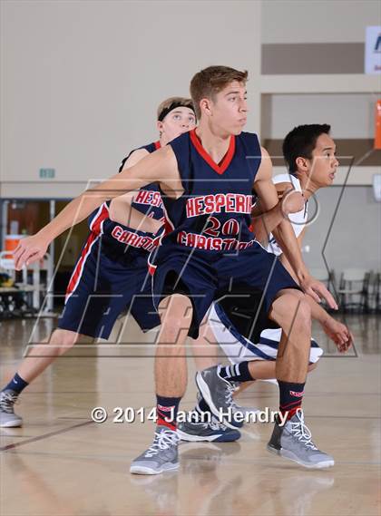 Thumbnail 2 in Villanova Prep vs. Hesperia Christian (MaxPreps Holiday Classic) photogallery.