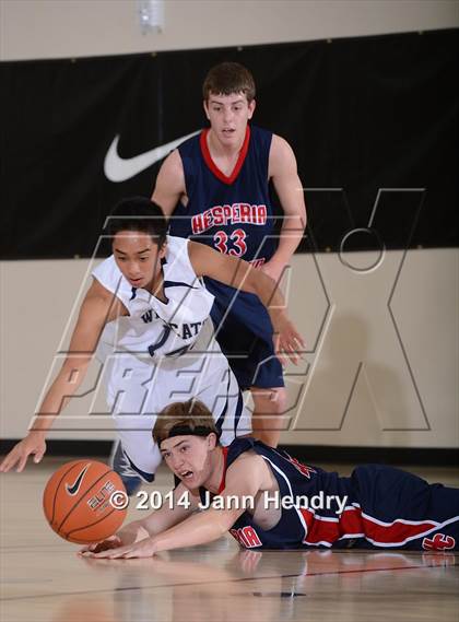 Thumbnail 2 in Villanova Prep vs. Hesperia Christian (MaxPreps Holiday Classic) photogallery.