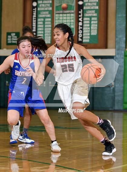 Thumbnail 2 in Christian Brothers vs. Lincoln (St. Mary's Stockton MLK Showcase) photogallery.