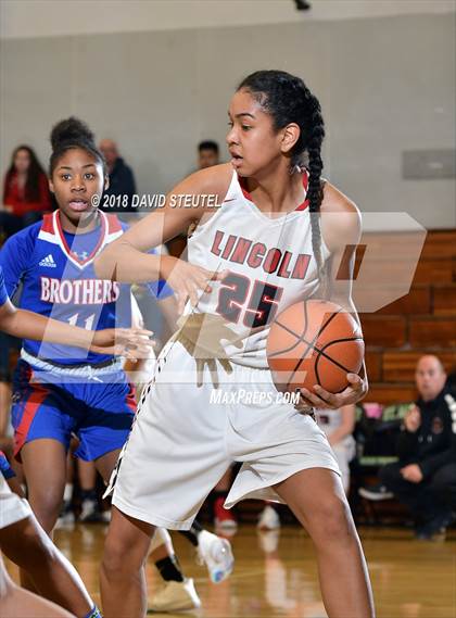 Thumbnail 3 in Christian Brothers vs. Lincoln (St. Mary's Stockton MLK Showcase) photogallery.