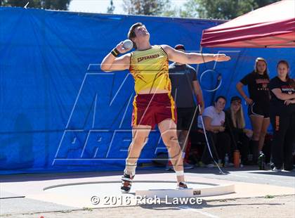 Thumbnail 1 in Orange County Track & Field Championships (Boys Varsity Shot Put) photogallery.