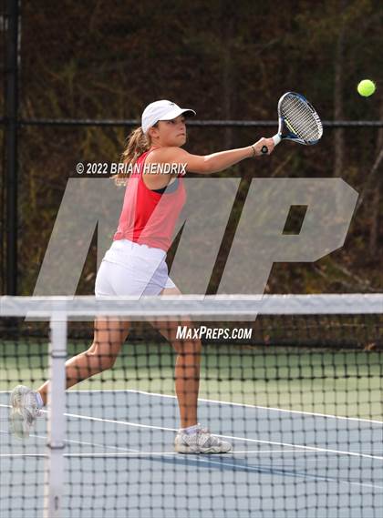 Thumbnail 3 in NCHSAA Women's Tennis Doubles 3A Championship - Day 1 photogallery.