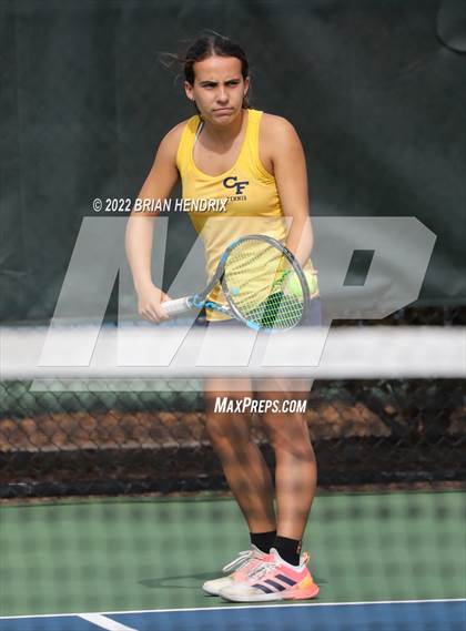 Thumbnail 3 in NCHSAA Women's Tennis Doubles 3A Championship - Day 1 photogallery.
