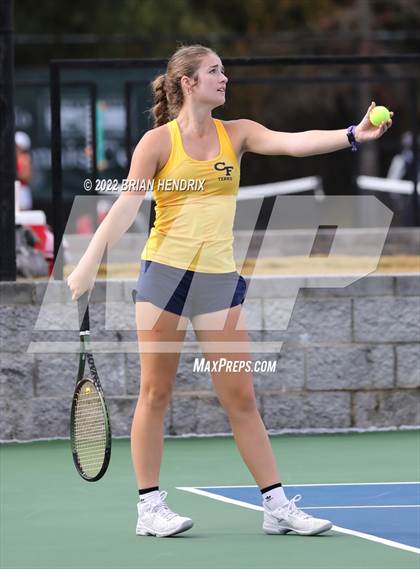 Thumbnail 3 in NCHSAA Women's Tennis Doubles 3A Championship - Day 1 photogallery.
