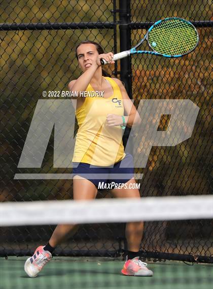 Thumbnail 1 in NCHSAA Women's Tennis Doubles 3A Championship - Day 1 photogallery.