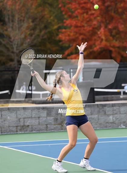 Thumbnail 2 in NCHSAA Women's Tennis Doubles 3A Championship - Day 1 photogallery.
