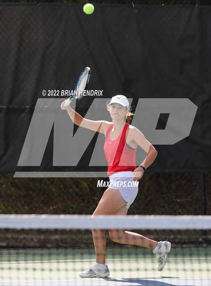 Thumbnail 3 in NCHSAA Women's Tennis Doubles 3A Championship - Day 1 photogallery.