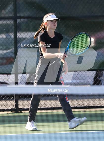 Thumbnail 3 in NCHSAA Women's Tennis Doubles 3A Championship - Day 1 photogallery.
