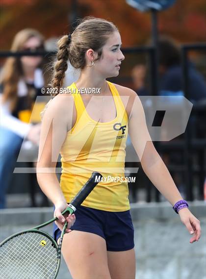 Thumbnail 3 in NCHSAA Women's Tennis Doubles 3A Championship - Day 1 photogallery.