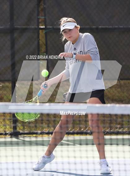 Thumbnail 3 in NCHSAA Women's Tennis Doubles 3A Championship - Day 1 photogallery.