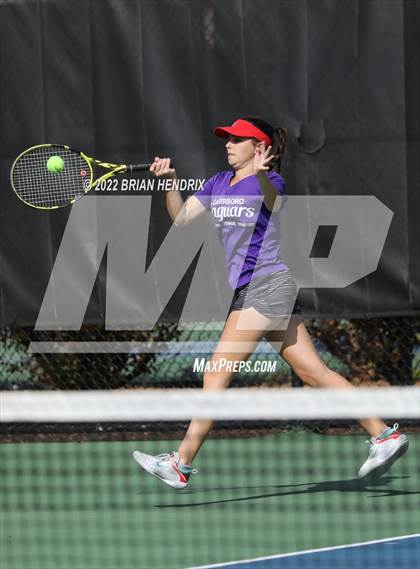 Thumbnail 1 in NCHSAA Women's Tennis Doubles 3A Championship - Day 1 photogallery.