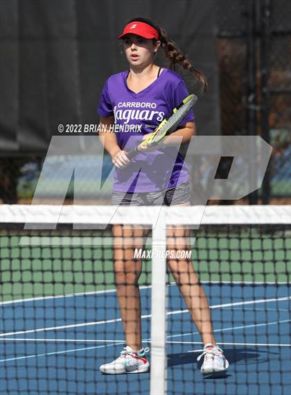 Thumbnail 3 in NCHSAA Women's Tennis Doubles 3A Championship - Day 1 photogallery.