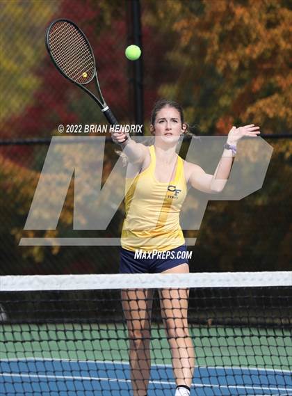 Thumbnail 3 in NCHSAA Women's Tennis Doubles 3A Championship - Day 1 photogallery.