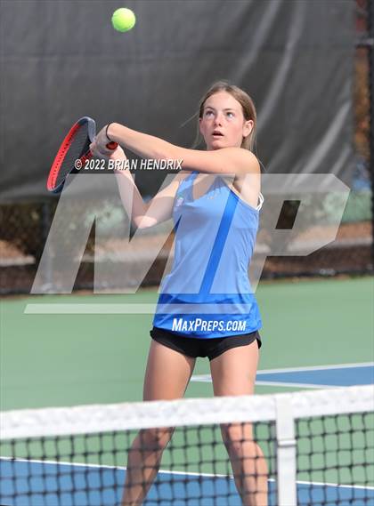 Thumbnail 3 in NCHSAA Women's Tennis Doubles 3A Championship - Day 1 photogallery.