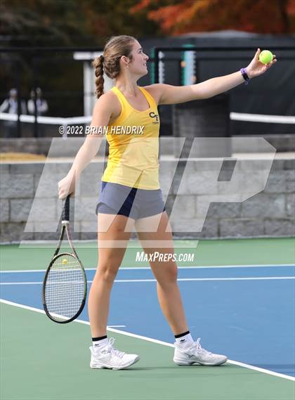 Thumbnail 1 in NCHSAA Women's Tennis Doubles 3A Championship - Day 1 photogallery.