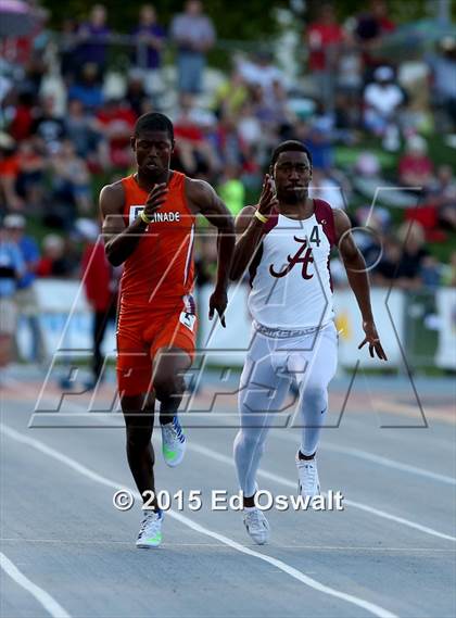 Thumbnail 2 in CIF State Track and Field Championships (Boys 100 Meter Dash) photogallery.