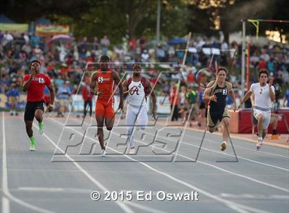 Thumbnail 3 in CIF State Track and Field Championships (Boys 100 Meter Dash) photogallery.