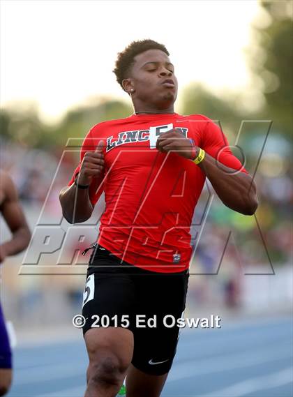 Thumbnail 1 in CIF State Track and Field Championships (Boys 100 Meter Dash) photogallery.
