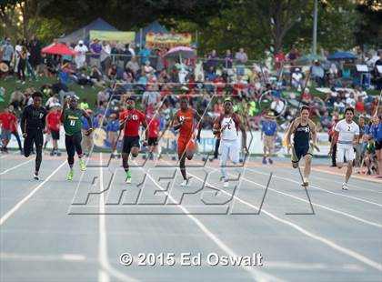 Thumbnail 2 in CIF State Track and Field Championships (Boys 100 Meter Dash) photogallery.