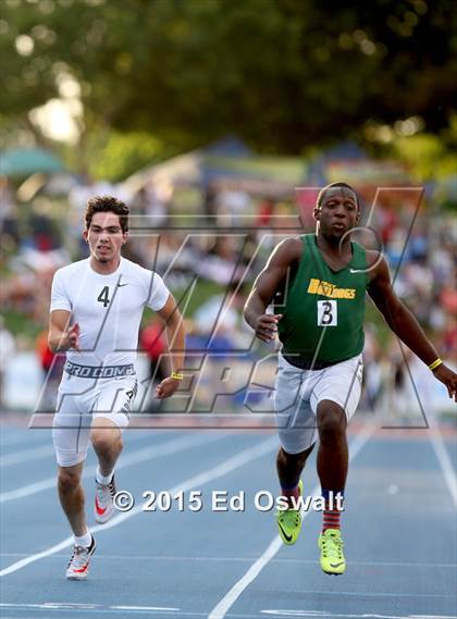Thumbnail 3 in CIF State Track and Field Championships (Boys 100 Meter Dash) photogallery.