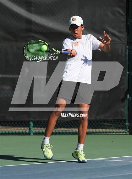 Thumbnail 2 in The Woodlands vs Westwood (UIL 6A Tennis Semifinals) photogallery.