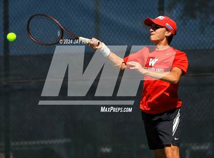Thumbnail 3 in The Woodlands vs Westwood (UIL 6A Tennis Semifinals) photogallery.