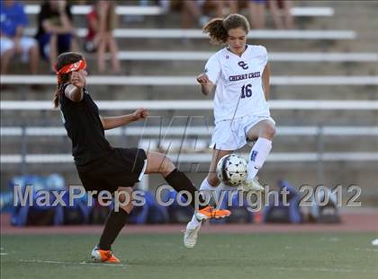 Thumbnail 2 in Cherry Creek vs. Prairie View (CHSAA Girls State Soccer Tournament) photogallery.