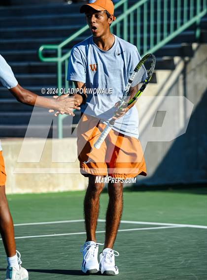 Thumbnail 2 in Seven Lakes vs Westwood (UIL 6A Tennis Finals) photogallery.