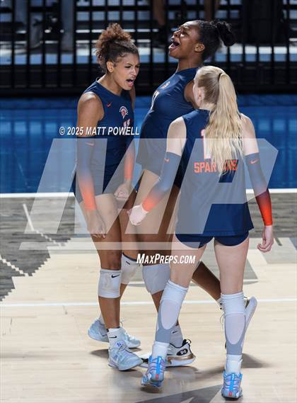Thumbnail 1 in Seven Lakes vs Dawson (UIL 6A Volleyball Regional) photogallery.