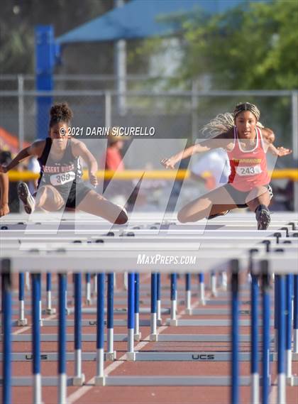 Thumbnail 1 in AIA Track & Field Championships (Girls Hurdles 100m DIV 1 & 3) photogallery.