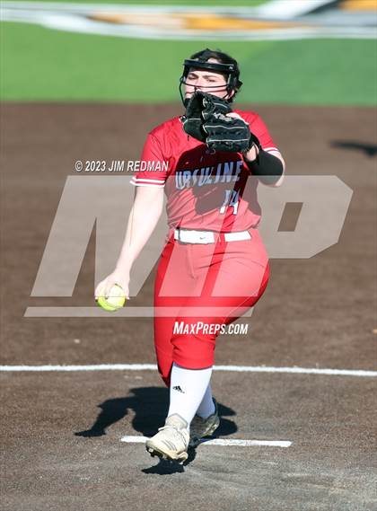 Thumbnail 1 in Ursuline Academy vs. Prairiland (Royse City Varsity Softball Tournament) photogallery.
