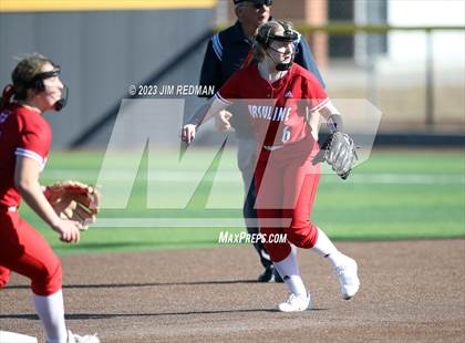 Thumbnail 1 in Ursuline Academy vs. Prairiland (Royse City Varsity Softball Tournament) photogallery.
